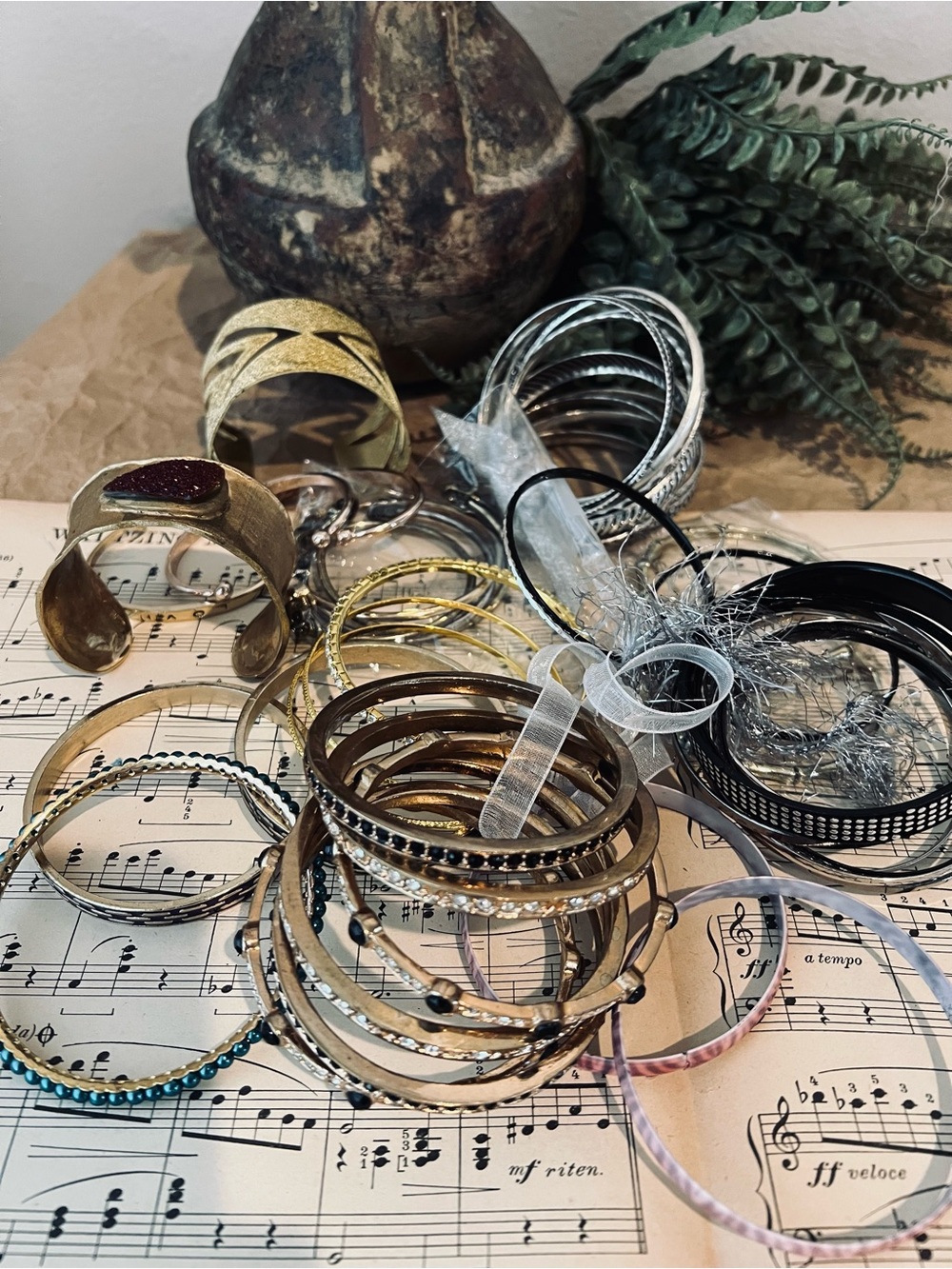 45 Bangle Bracelets Wear Upcycle New & Preloved Stacks Silver Gold